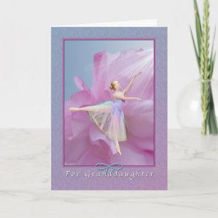 Carte Birthday, Granddaughter, Ballerina on Pink and Bl