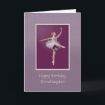 Carte Birthday, Granddaughter, ballerine à Purple<br><div class="desc">This birthday greeting card for a granddaughter feobjets a ballerina in a purple and white costume. Up on Toes, she one allonded in a lovely ballet. The ballerina has red hair and there is a soft spotlight fa back on back. She is placed on a background of very dark red...</div>