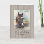 Carte Birthday, Grandson, Brown Horse et Bridle<br><div class="desc">This birthday greeting card for a grandson shows the image of a brown horse standing in the paddock has a soft and dreamy quality to it.</div>