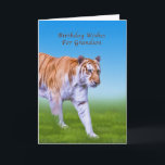 Carte Birthday, Grandson, Tiger Walking<br><div class="desc">This green-eyed tiger is ready to wish someone special a happy birthday on this colorful greeting card.</div>