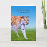 Carte Birthday, Grandson, Tiger Walking<br><div class="desc">This green-eyed tiger is ready to wish someone special a happy birthday on this colorful greeting card.</div>