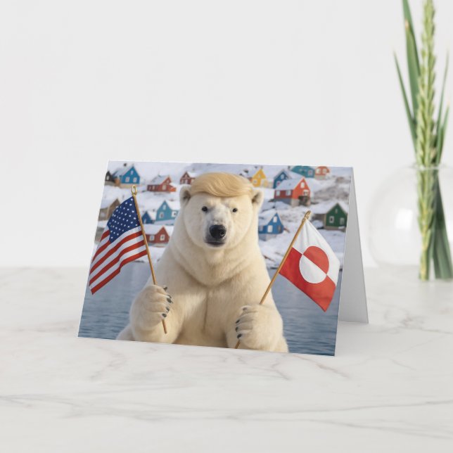 Carte Birthday Greenland Polar Bear With Trump Hairstyle (Devant)