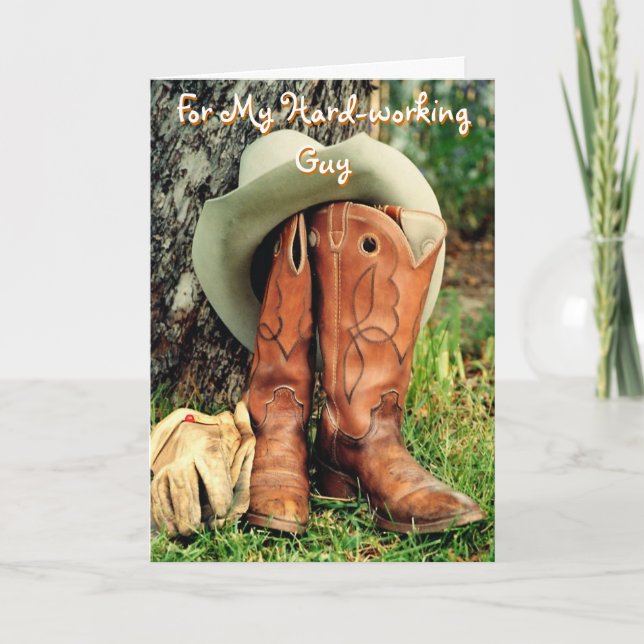 Carte Birthday Greeting Card : Cowboy Hat and Boots (Devant)