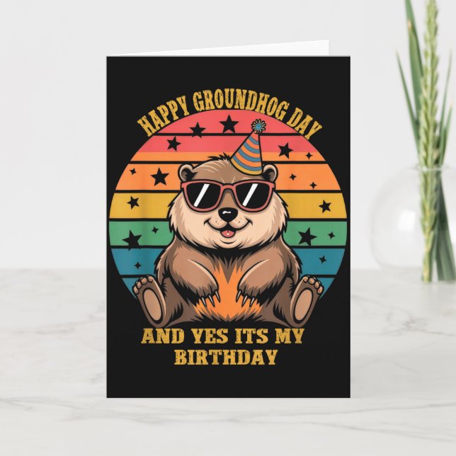 Carte Birthday Happy Groundhog Day Lovers Boys Girls Wom (Devant)