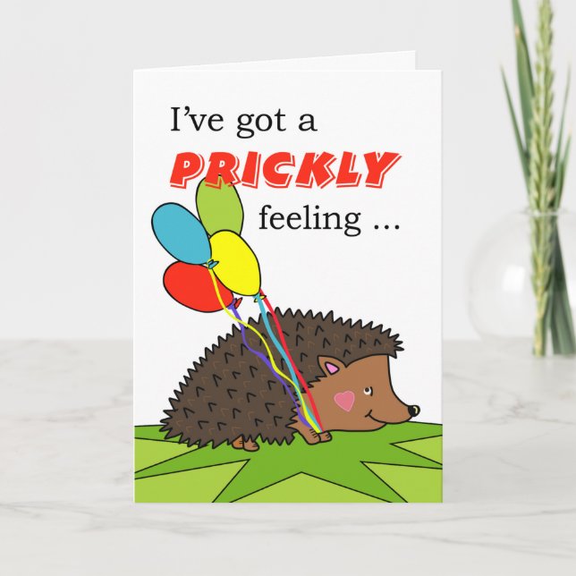 Carte Birthday, Hedgehog With Balloons, Prickly Feeling (Devant)