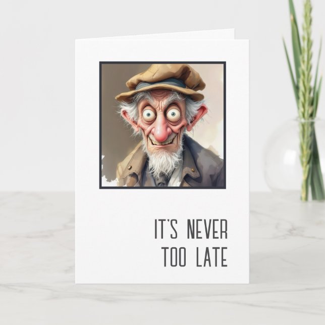 Carte Birthday Humor Crazy Old Man  (Devant)