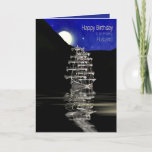 Carte Birthday, Husband,  Ship with Sails, Night<br><div class="desc">Ideal card for any man in your life. See similar or same image  available in many categories,  Son,  Dad,  brother,  etc. for Father's Day and/or Birthdays.</div>