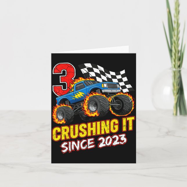 Carte Birthday Monster Truck 3 Year Old Boys 3rd Party B (Devant)