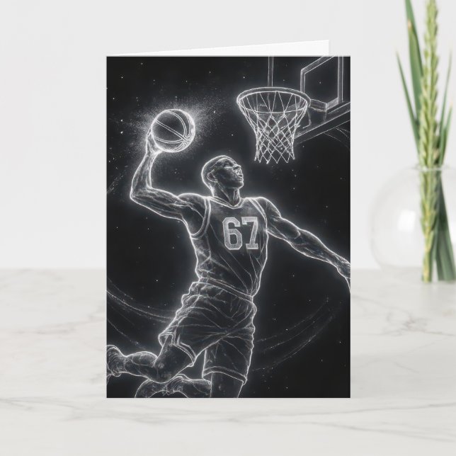 Carte Birthday Neon Basketball Player Number 67 (Devant)
