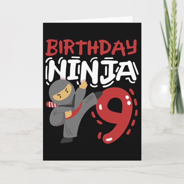Carte Birthday Ninja 9 Years Old Karate Kids 9th Birthda (Devant)