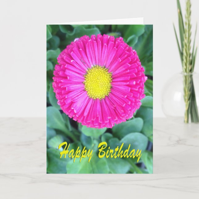 Carte Birthday Pink & Yellow Flower (Devant)