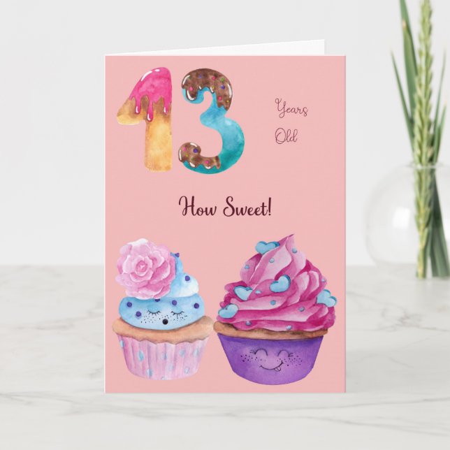 Carte Birthday pour Female 13 Year old, cupcakes (Devant)