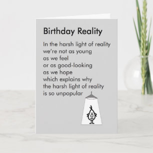 Carte Birthday Reality - un poème d'anniversaire amusant
