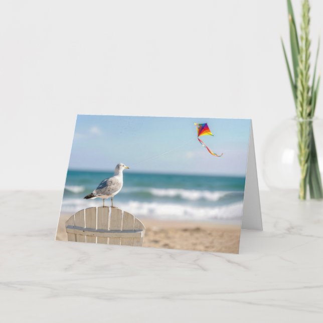 Carte Birthday Seagull Flying a Kite (Devant)