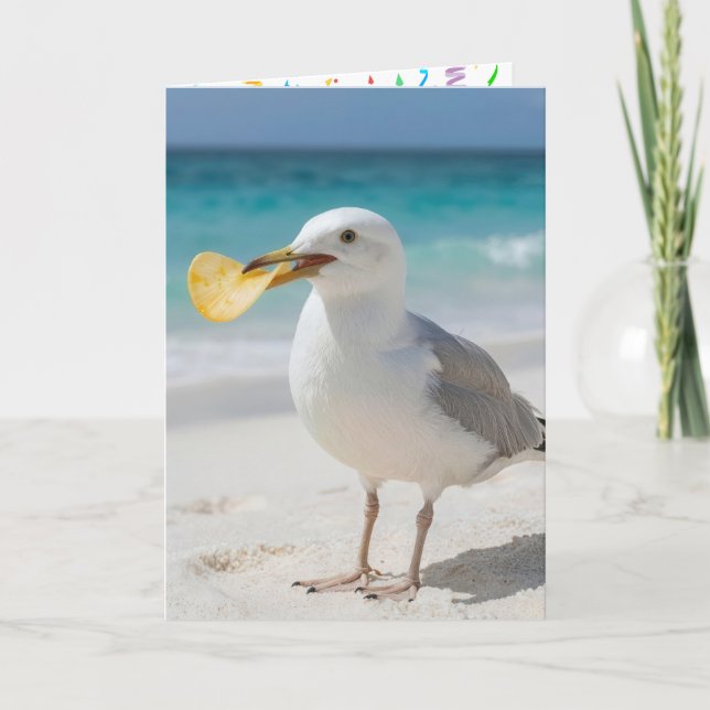 Carte Birthday Seagull with a Potato Chip (Devant)