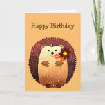 Carte Birthday Sending a Hedgehog Hug Love Cute<br><div class="desc">Happy Birthday and Sending you all my love,  wishes for the best day ever and a Hedgehog Hug or a Hedge-hug  with a cute little cartoon hedgehog holding a bouquet of flowers.  Great birthday card for adults or children alike or anyone who loves Hedgehogs</div>
