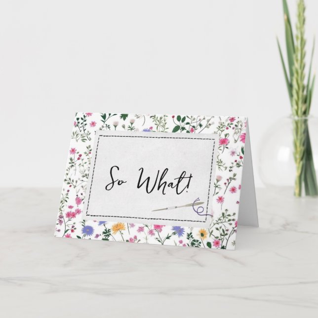 Carte Birthday Sewing Needle with Wildflowers (Devant)