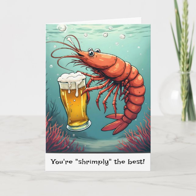 Carte Birthday Shrimp With a Beer Glass (Devant)