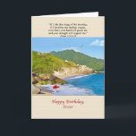Carte Birthday, Sister, Beach, Hills, Birds<br><div class="desc">This beautiful isolated beach is a perfect place to sit and daydream and it makes a colorful birthday greeting card.   Feel free to change the inside verse to suit your needs.</div>