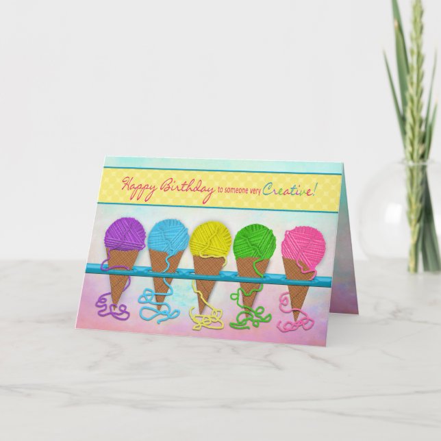 Carte Birthday, Someone Creative, Yarn Cones (Devant)
