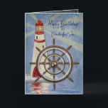 Carte Birthday, Son, Ship's Wheel, casque<br><div class="desc">Carte conçue pour l'homme qui aime être sur l'eau et/ou l'océan. Cette carte de voeux nautique est dans de nombreuses catégories différentes, y compris pour les anniversaires, la fête des pères, les invitations, merci, penser à vous, bon voyage, etc. Mug et d'autres produits peuvent être disponibles avec une image similaire....</div>