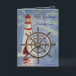 Carte Birthday, Son, Ship's Wheel, Helm<br><div class="desc">Card designed for the man who enjoys being on the water and/or ocean.   This nautical greeting
La carte est including for birthdays,  father's day,  invitations,  thank you,  thinking of you,  bon voyage etc.
Mug and other products may be available with similar image.</div>