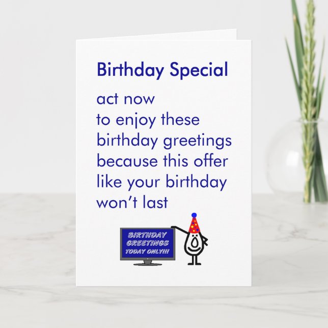 Carte Birthday Special - un poème d'anniversaire amusant (Devant)