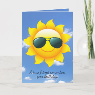 Carte birthday sun with sunglasses on sun with sky