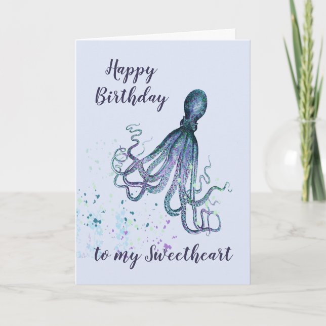 Carte Birthday Sweetheart Fun Romantic Octopus Humor (Devant)