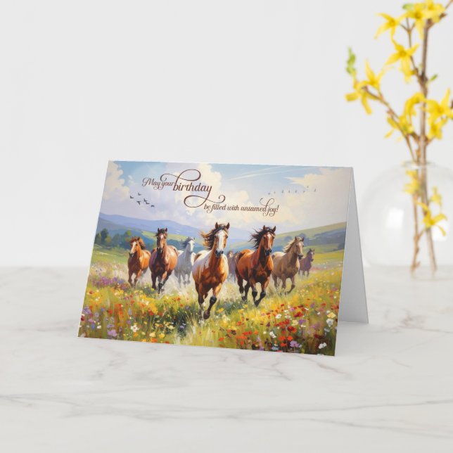 Carte Birthday Wild Horses Wildflower Meadow (Fleur jaune)
