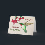Carte Birthday Wishers For My Mother Hummingbird Garden<br><div class="desc">Celebrate your mother's birthday with a hummingbird and bright pink flower card Colourful and cheerful,  the réaliste tic watercolor painting of a favourite backyard bird and flower will delight a gardener or birdwatcher. Apporte la sunshine and happiness to your mama's birthday celebration with this lovely and elegant garden card.</div>