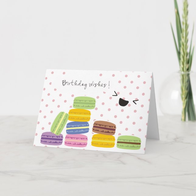 Carte Birthday Wishes - Macaroons Design (Devant)