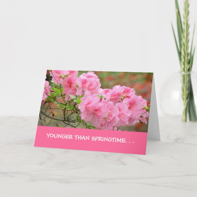 Carte BirthdayCard, "Plus jeune que le printemps..." (Devant)