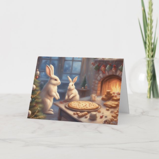 Carte Biscuits de Noël de la famille lapin (Devant)