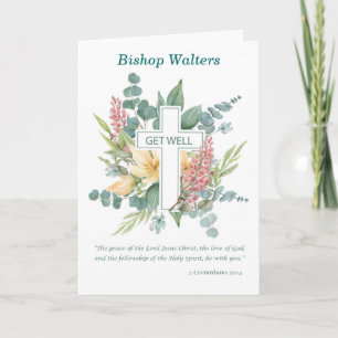 Carte Bishop Get Well Religion Cross with Wild Florals