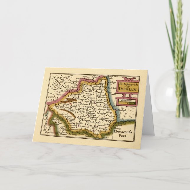 Carte Bishopprick du comté de Durham Angleterre Ancienne (Devant)
