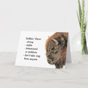 Carte Bison Buffalo Totem, Animal Guide Funny Birthday