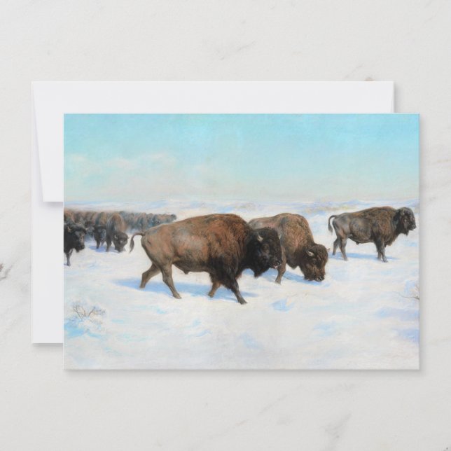Carte Bison dans la neige (par Rosa Bonheur) (Devant)
