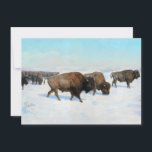 Carte Bison dans la neige (par Rosa Bonheur)<br><div class="desc">Il montre un grand troupeau de bisons qui se promènent dans un paysage hivernal. Le sol est entièrement recouvert de neige, le paysage est donc presque entièrement blanc. Les bisons sont des animaux de l'espèce bovine, semblables aux vaches, et ce sont de grands ongulés à pieds pairs. Les bisons sont...</div>
