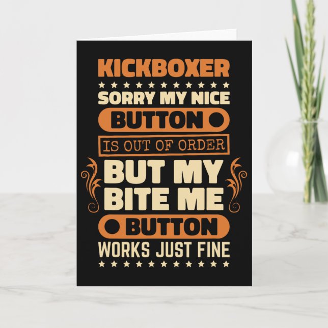 Carte Bite Button fonctionne conception kickboxer amateu (Devant)