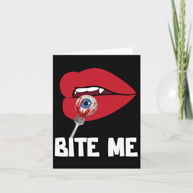 Carte Bite Me Y Vampire Lèvres Halloween Costume de fête (Devant)
