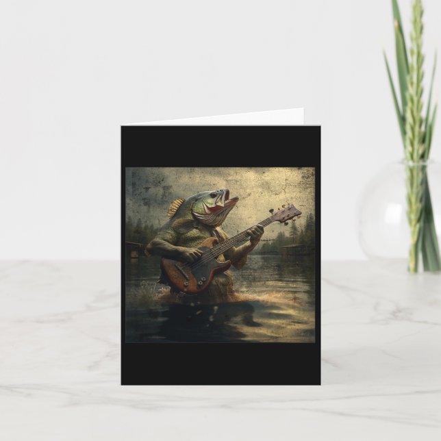 Carte Bizarre B Poisson Jouer B Guitare Drôle Mème Maudi (Devant)