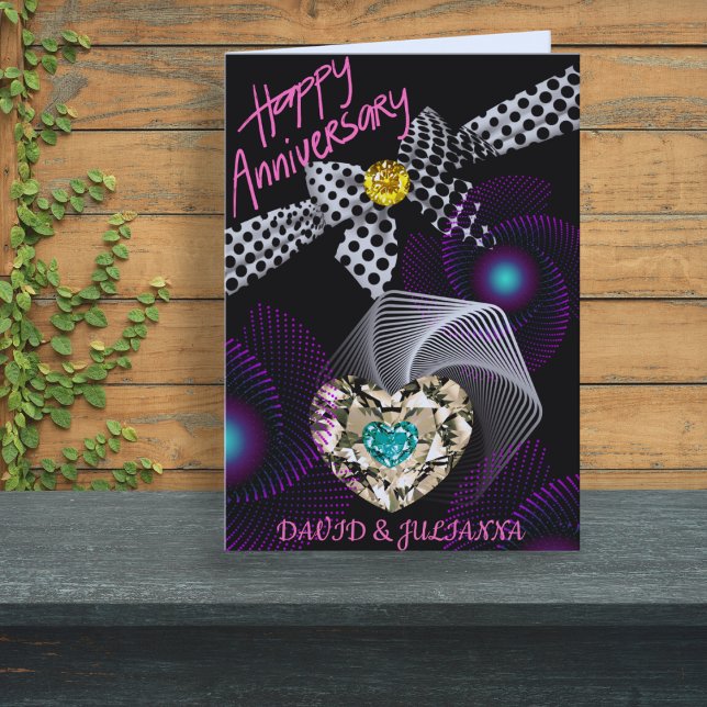 Carte Black Abstrait Diamond Joyeux Anniversaire (Créateur téléchargé)