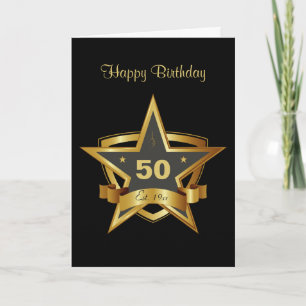 Carte Black and Gold 50th Birthday Star