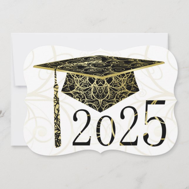 Carte Black and Gold Floral Casquette 2025 (Devant)