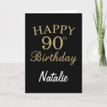 Carte Black and Gold Glitter 90th Birthday<br><div class="desc">Black and Gold Glitter 90th Birthday Card with personalized name For further customization,  please click the "Customize it" button and use our design tool to modify this template.</div>