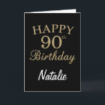 Carte Black and Gold Glitter 90th Birthday<br><div class="desc">Black and Gold Glitter 90th Birthday Card with personalized name For further customization,  please click the "Customize it" button and use our design tool to modify this template.</div>