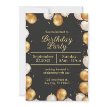 Carte Black and Gold Simple Birday Party