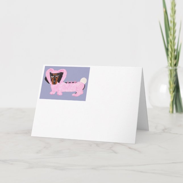Carte Black and Tan Dachshund Easter Bunny Card (Devant)