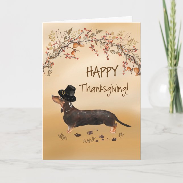 Carte Black and Tan Dachshund Funny Casquette Thanksgivi (Devant)